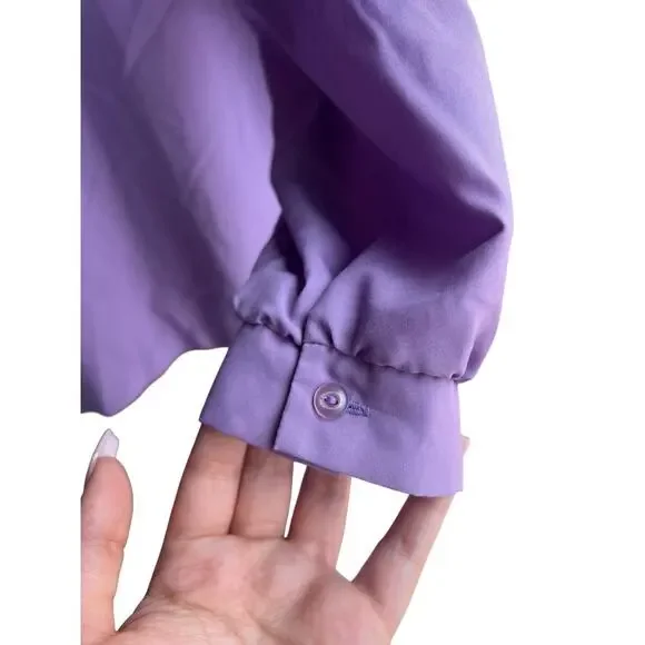 Vintage Career 80s Society Hill Size 18 Casual Blouse Long Sleeve Satin Purple - Picture 3 of 5